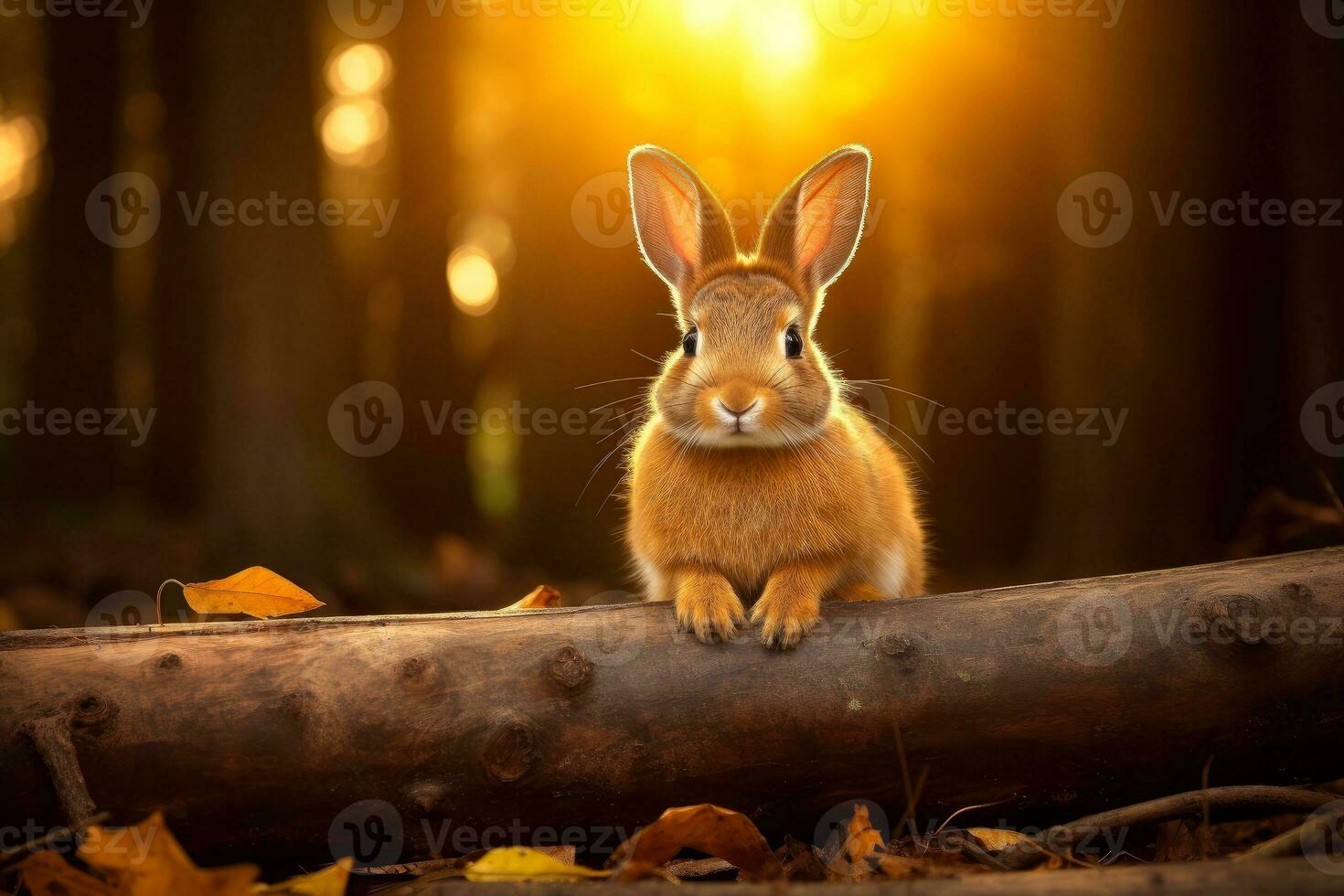 Close-up of cute rabbit with beautiful bokeh background, Generative AI illustration photo