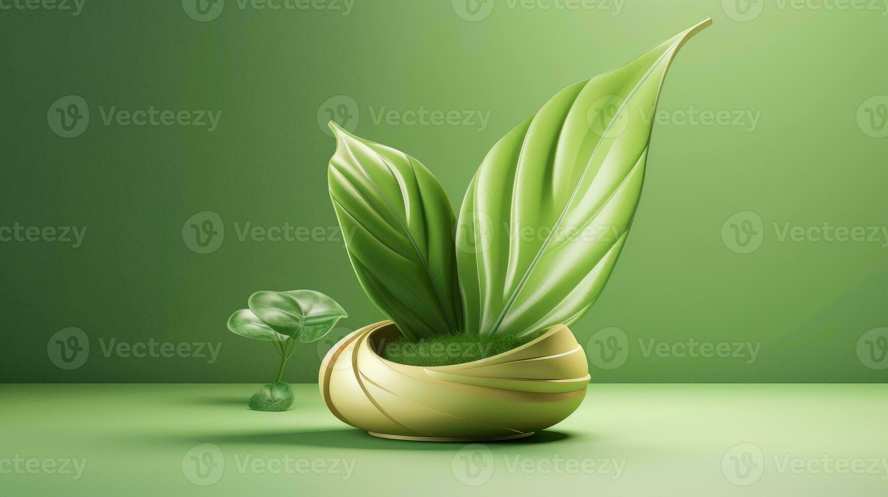 3d mockup leaf of tree and plant. Ecology, bio and natural products concept, Close up view of leaves composition, minimal style, Generative AI illustration photo