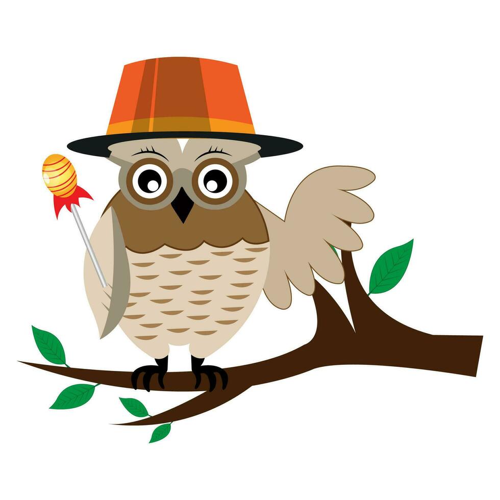 Cartoon Cute Owl School Teacher Character design. vector