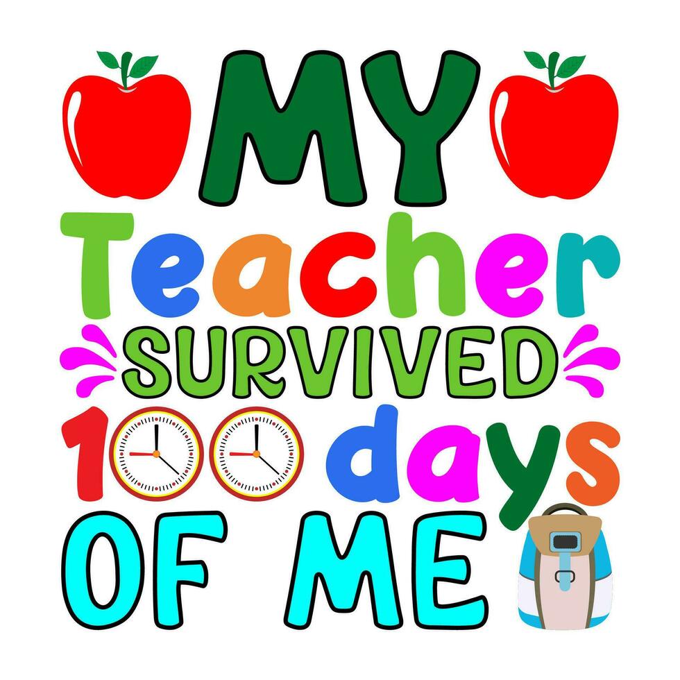 My Teacher survived 100 days of me. vector