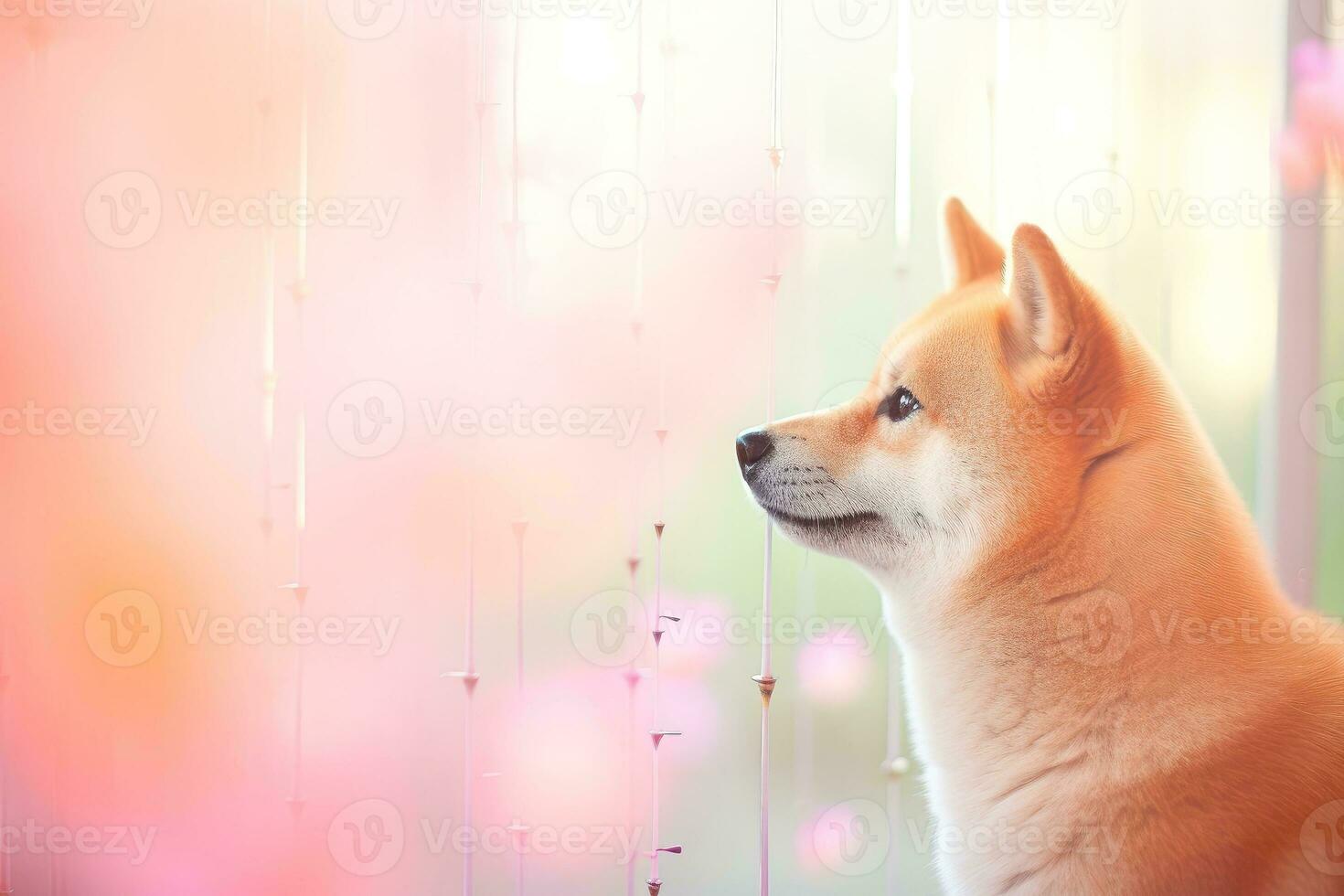 Close-up of cute dog with beautiful bokeh background, Generative AI illustration photo