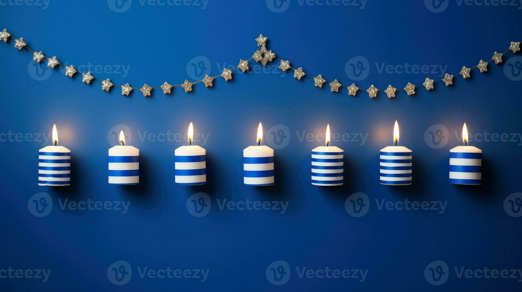 Hanukkah festive celebration concept, glow of the menorah with shining candles and star, Generative AI illustration photo