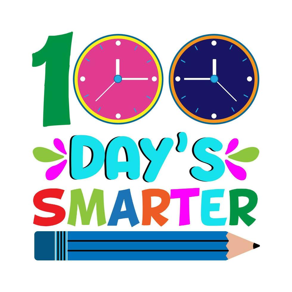 100th days smarter. 100 days school T-shirt design. vector
