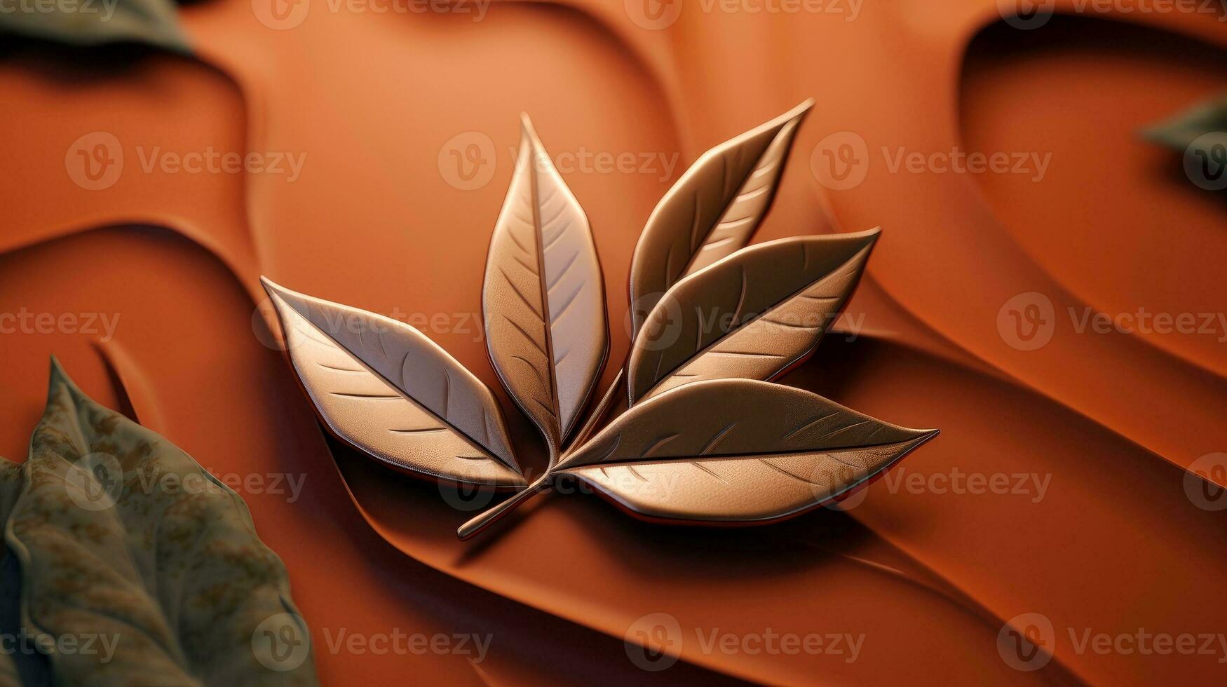 3d mockup leaf of tree and plant. Ecology, bio and natural products concept, Close up view of leaves composition, minimal style, Generative AI illustration photo