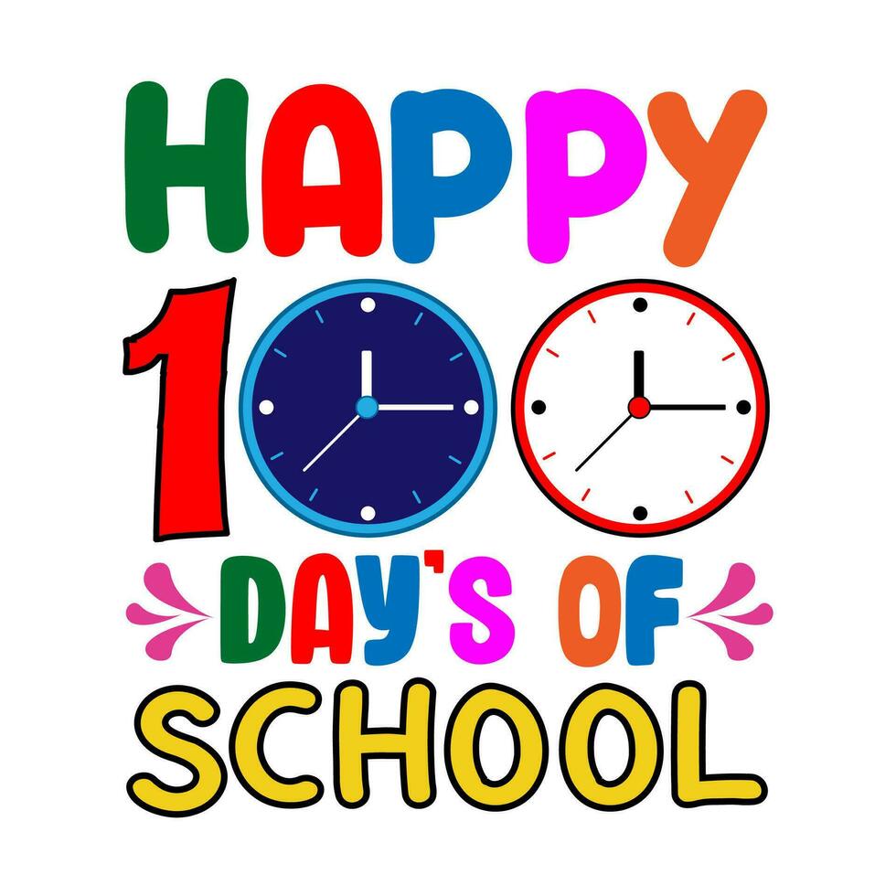 Happy 100 days of school.100 days school T-shirt design. vector