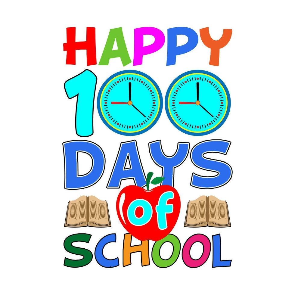 Happy 100 days of school. 100 days school T-shirt design. vector