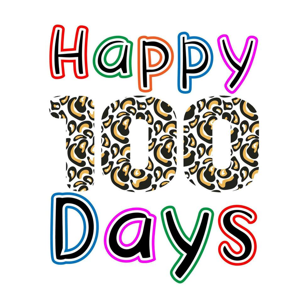 Happy 100 days. 100 days school T-shirt design. vector