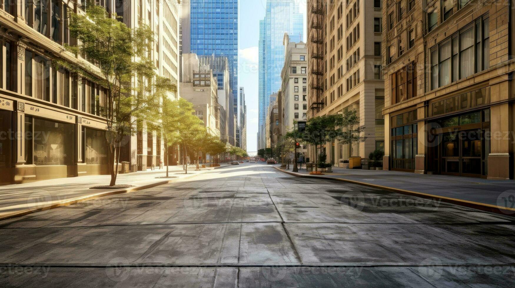 Classical architecture and urban roads, empty road in the city, Generative AI illustration photo