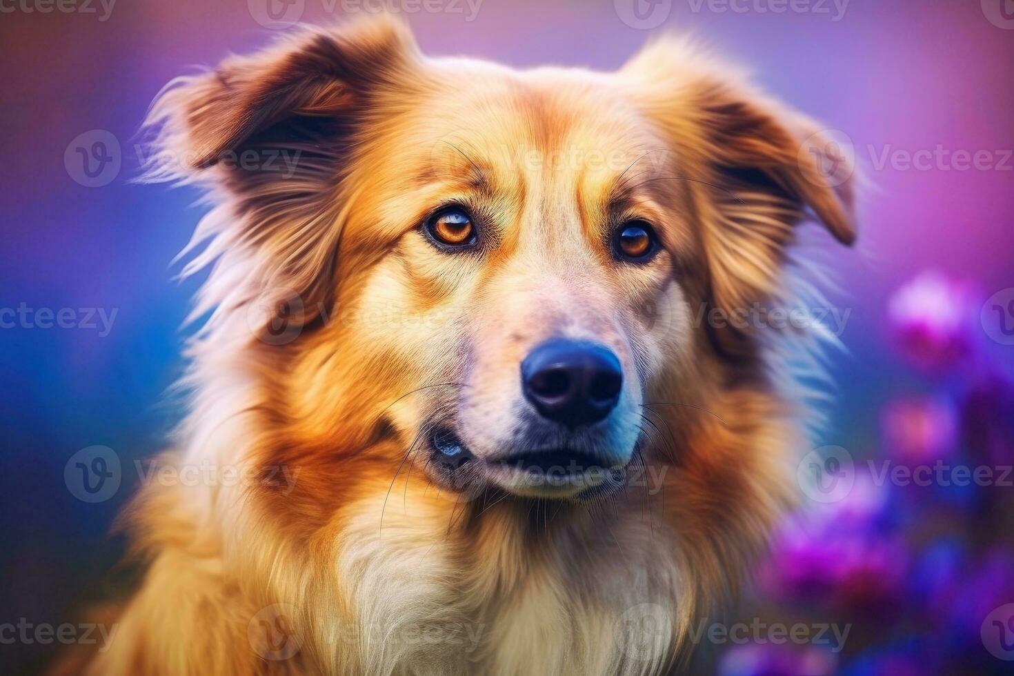 Close-up of cute dog with beautiful bokeh background, Generative AI illustration photo