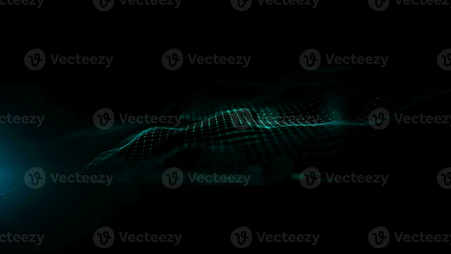 Digital wave flows abstract background with line and dots connection, Technology blockchain connection. 3d rendering photo