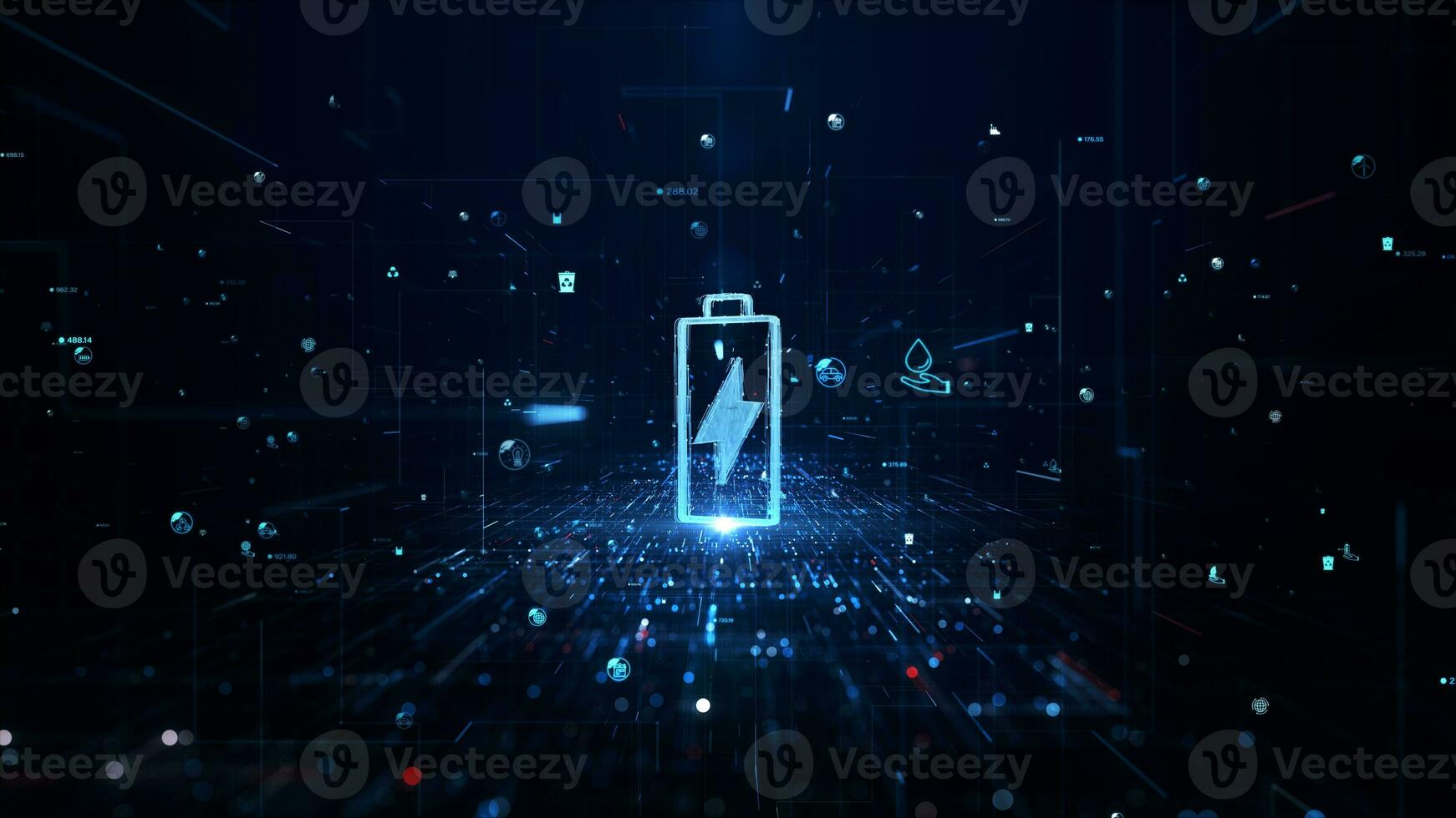 Technology battery high power electric energy for cars and mobile devices with Green renewable energy, Technology digital abstract background 3d rendering photo