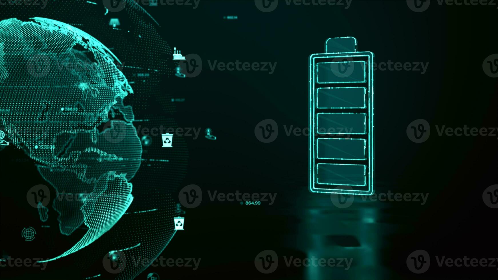 Technology battery high power electric energy for cars and mobile devices with Green renewable energy, Technology digital abstract background 3d rendering photo