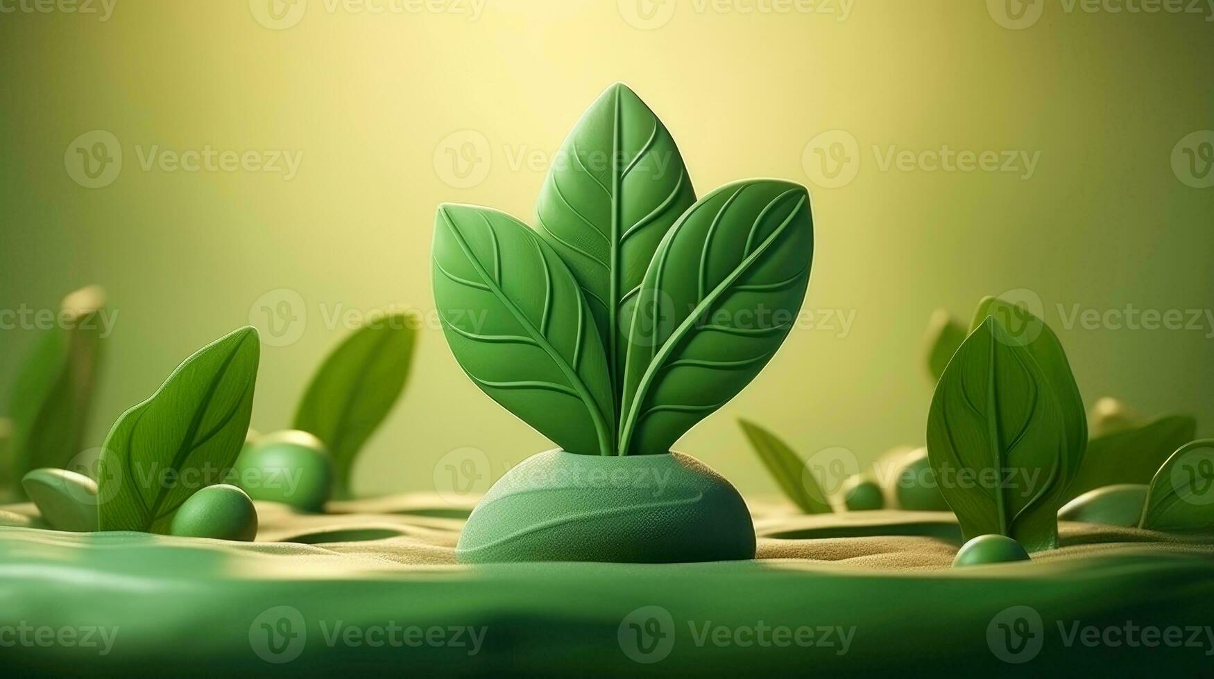 3d mockup leaf of tree and plant. Ecology, bio and natural products concept, Close up view of leaves composition, minimal style, Generative AI illustration photo