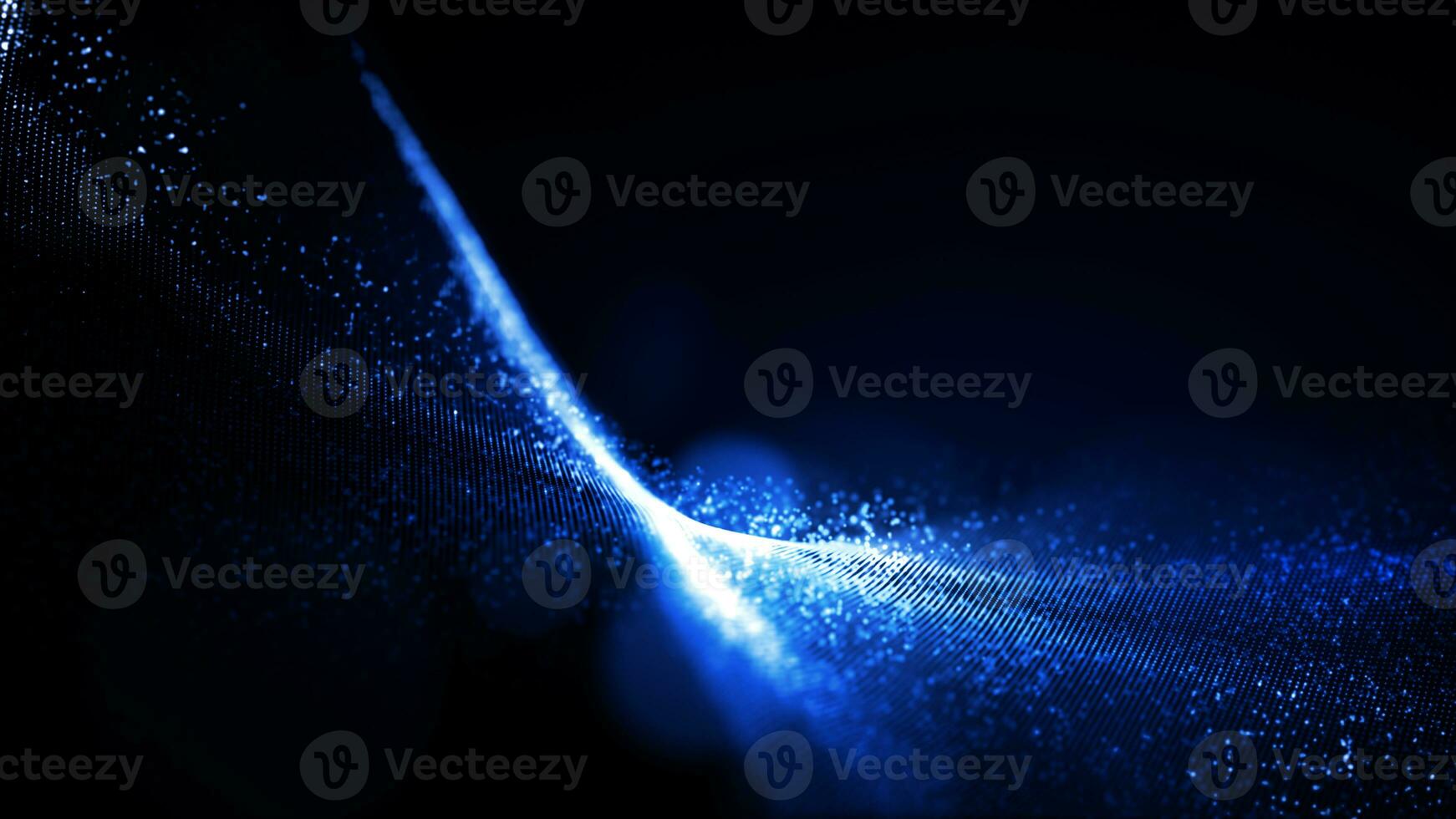 Technology Digital Blue Particles Flowing Defocused Abstract Background, 3d Rendering photo