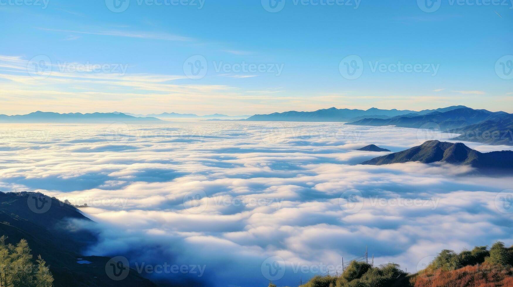 Aerial view White clouds in blue sky. Top. View from drone. Aerial bird's eye. Aerial top view cloudscape. Sky background, Generative AI illustration photo