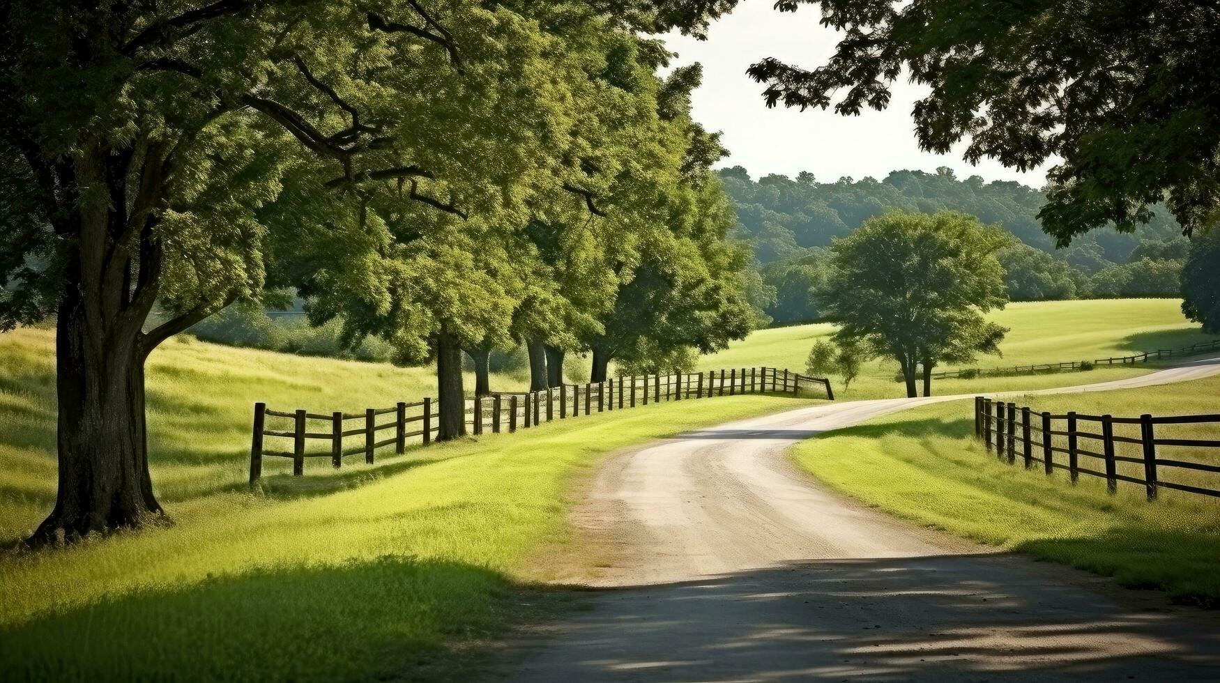 Path way through the autumnal forest natural way, road to the tropical forest field, relaxing with ecological environment, freedom lifestyle concept, Generative AI illustration photo