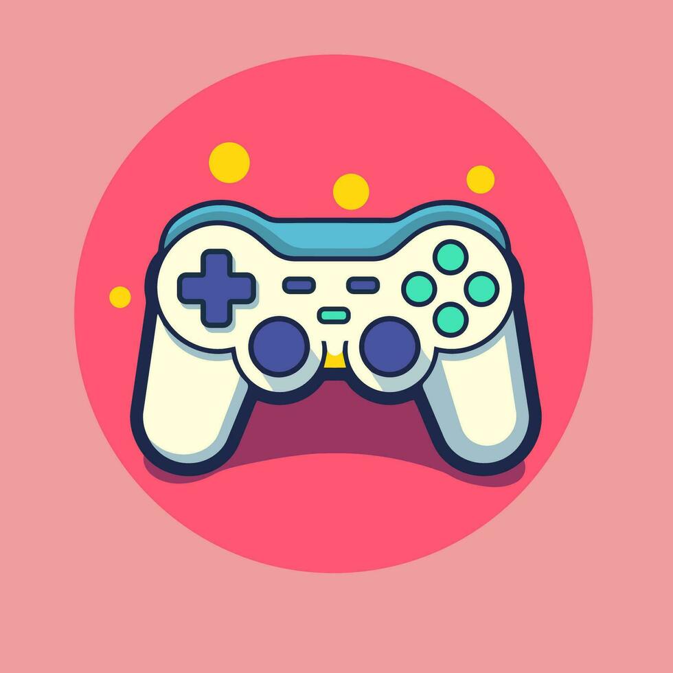 Gamepad icon in flat style. Game controller vector illustration on pink background