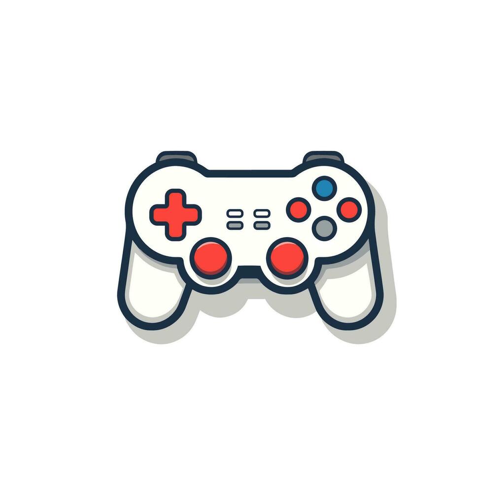 palanca de mando gamepad línea icono. plano color vector ilustración