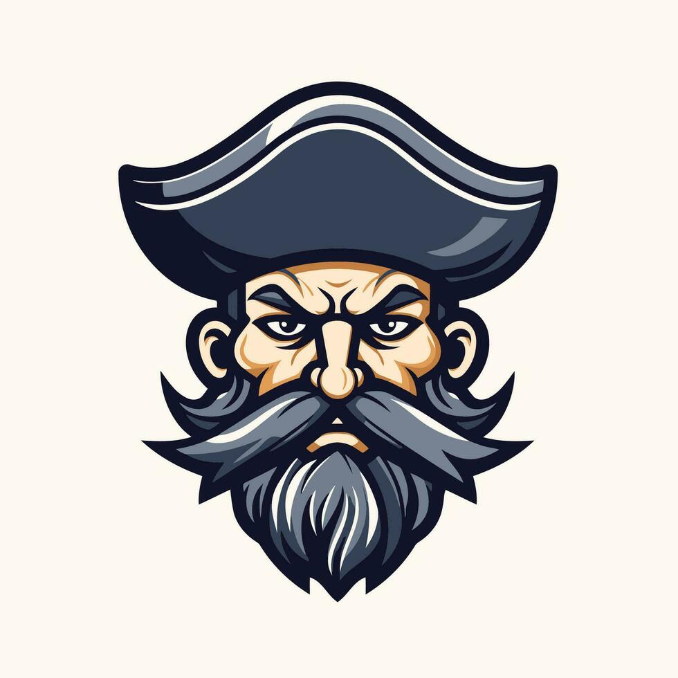 Logo design of Pirate captain with beard and mustache. Vector illustration for your design