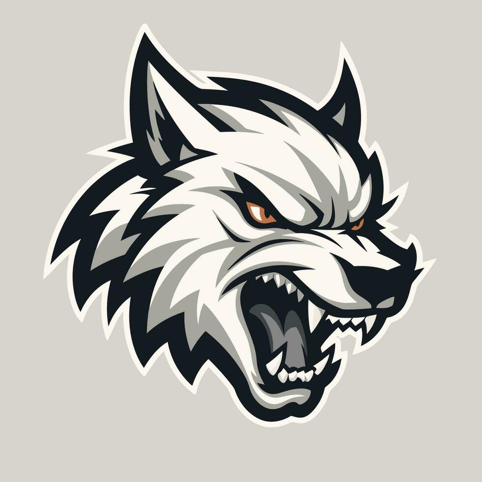 ilustración de un lobo cabeza mascota aislado en un blanco antecedentes. vector