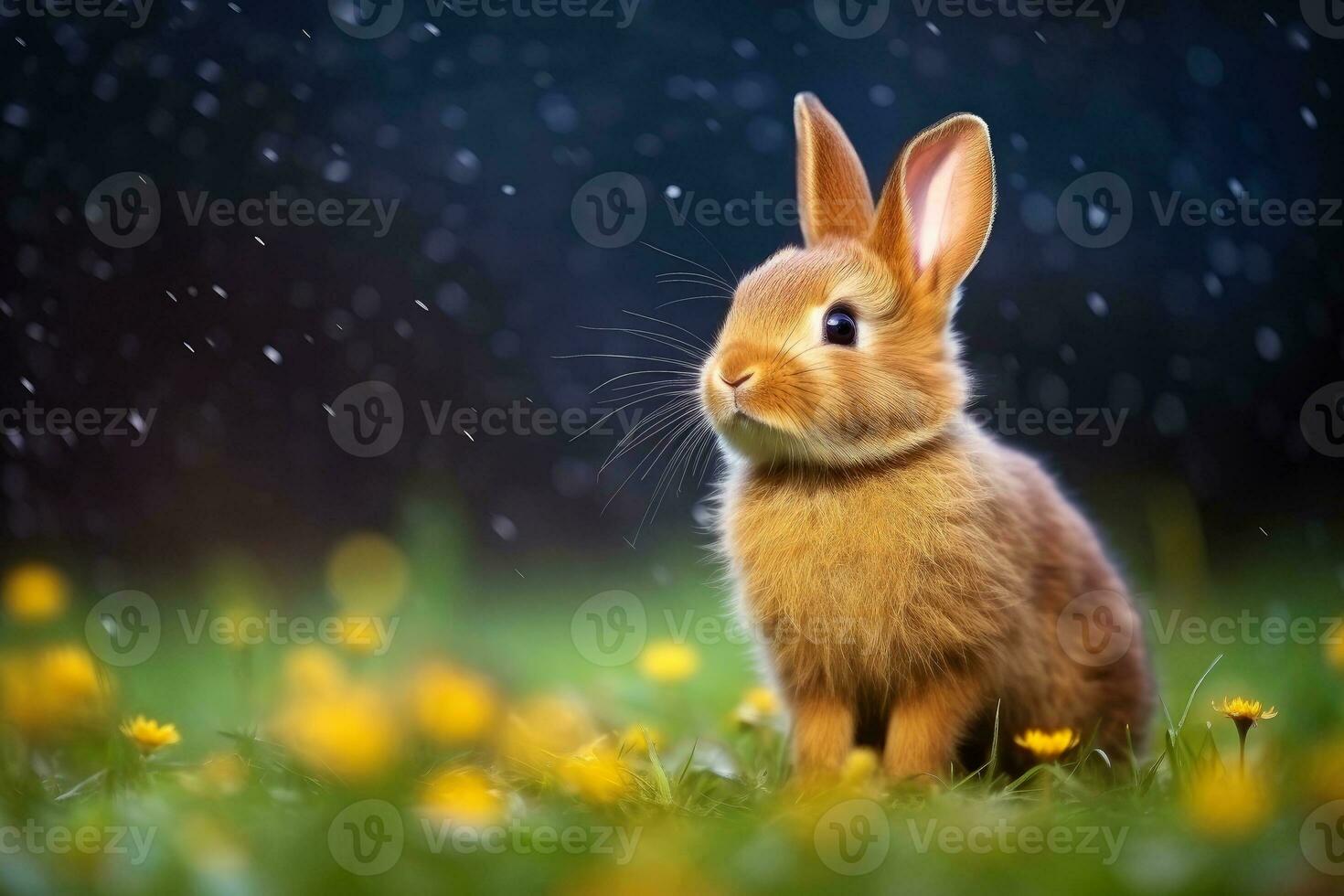 Close-up of cute rabbit with beautiful bokeh background, Generative AI illustration photo