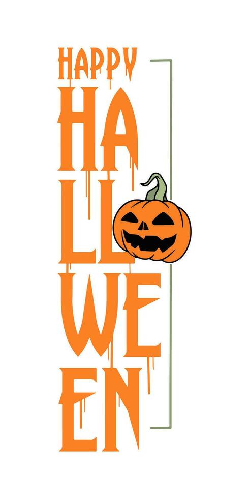 Happy Halloween text art with pumpkin. Halloween Party vector