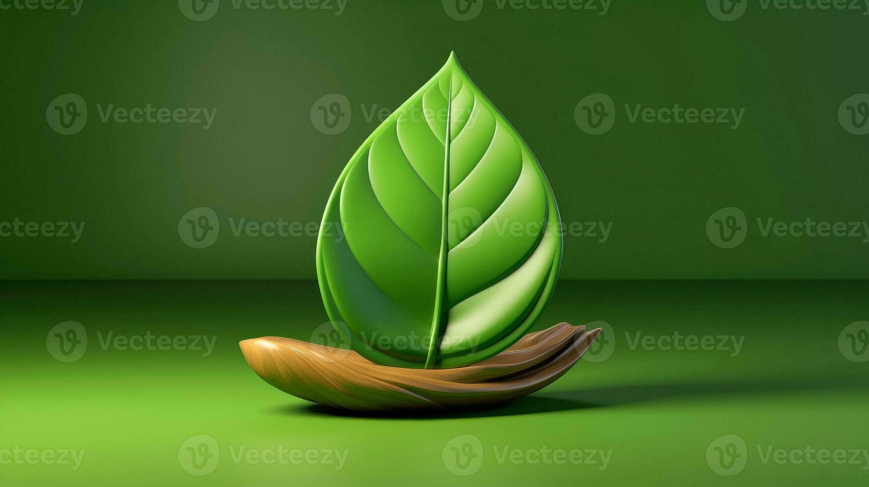 3d mockup leaf of tree and plant. Ecology, bio and natural products concept, Close up view of leaves composition, minimal style, Generative AI illustration photo