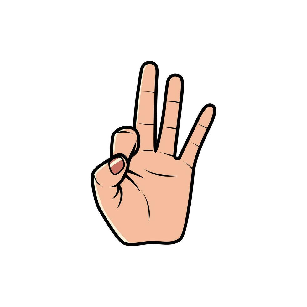 Nine Finger Sign, Hand Sign Isolated on a white background. Icon Vector Illustration.