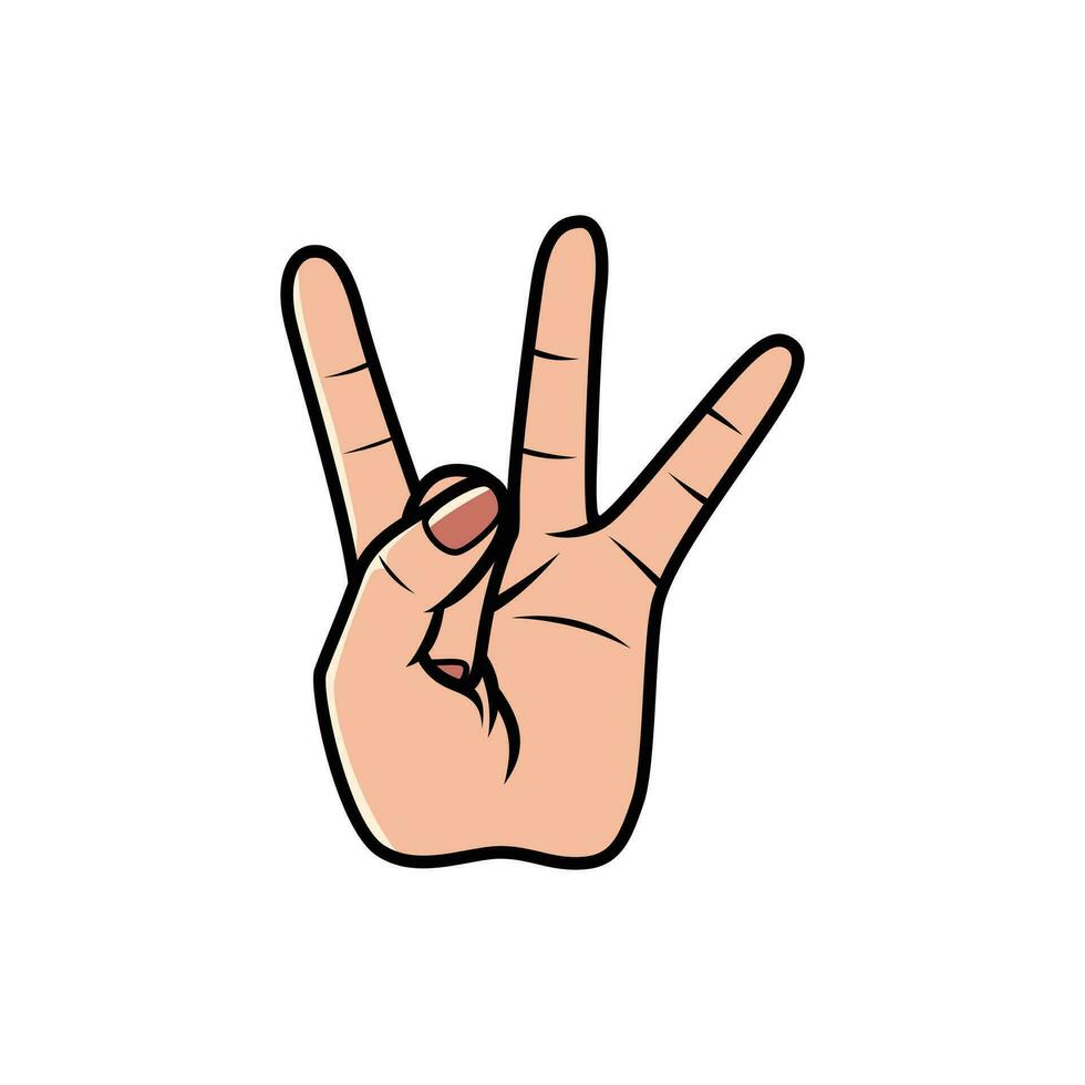 Eight Finger Hand Sign Isolated on a white background. Icon Vector Illustration.