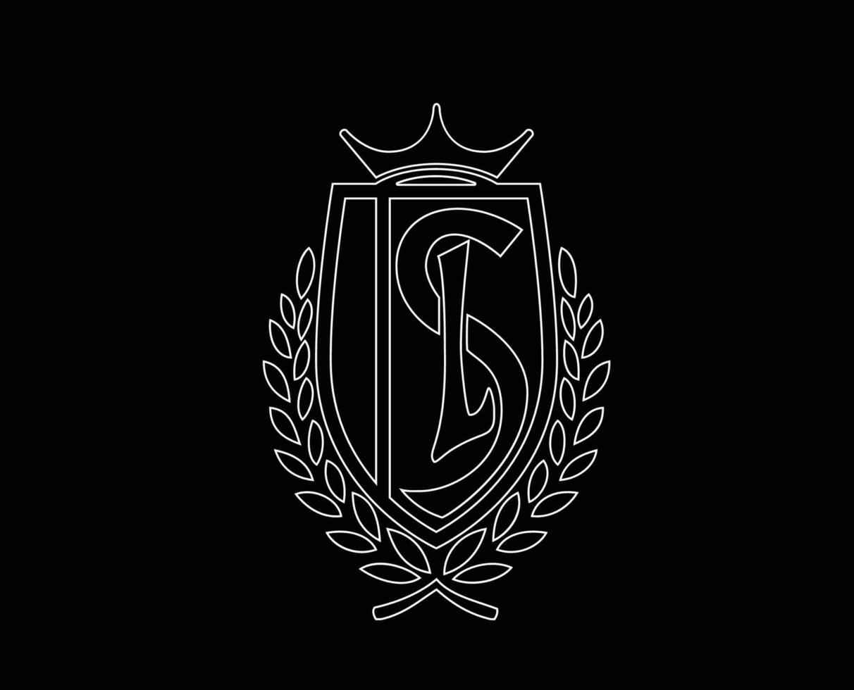 Standard de Liege Club Symbol Logo White Belgium League Football Abstract Design Vector Illustration With Black Background