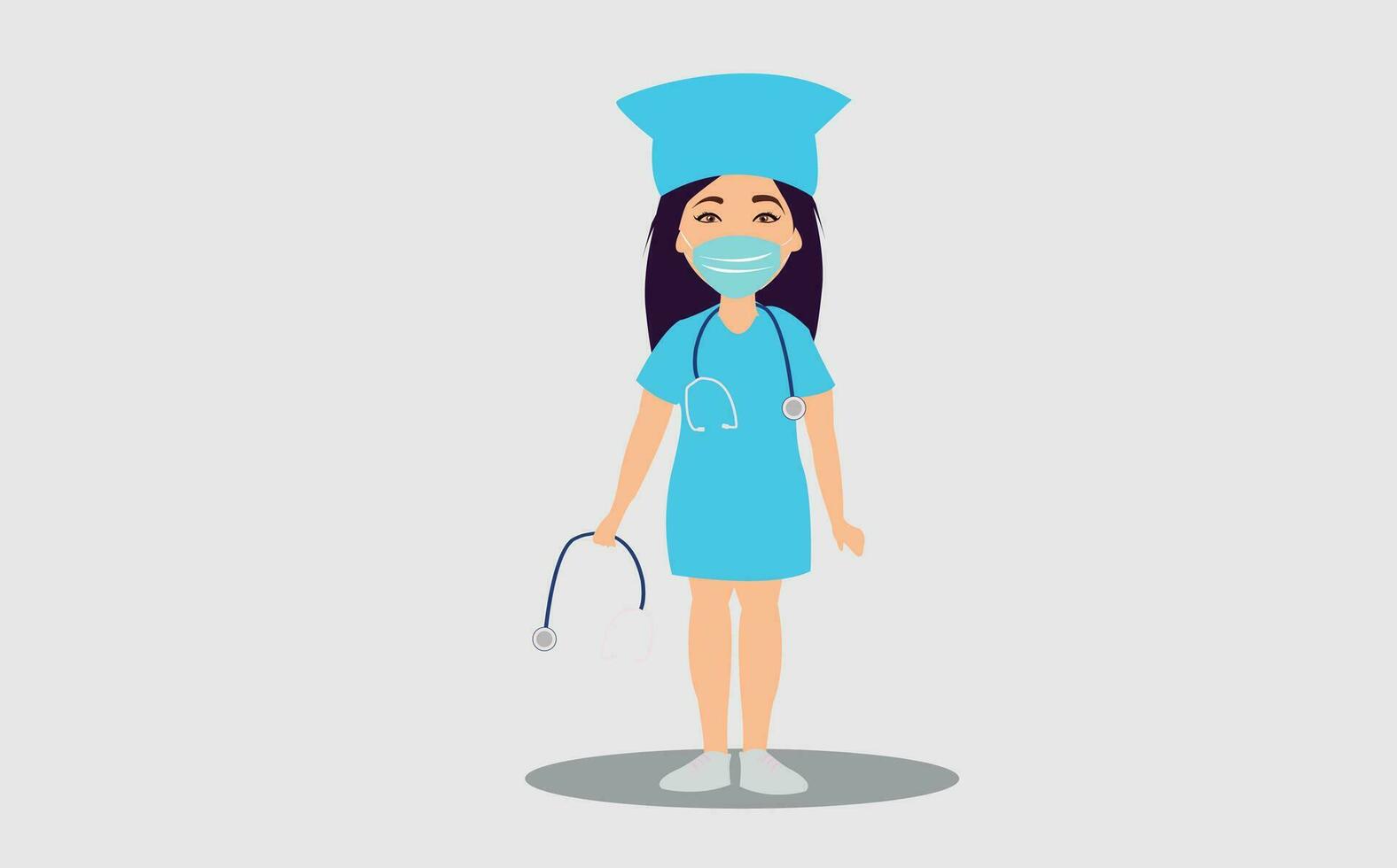 Female woman nurse character presenting something isolated vector illustration