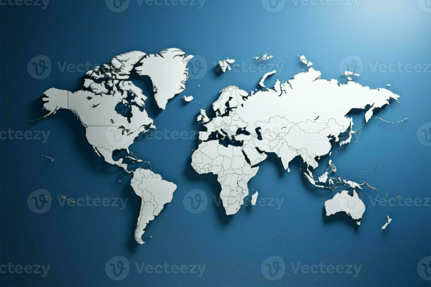 Blue world map background for banners and presentations AI Generated photo