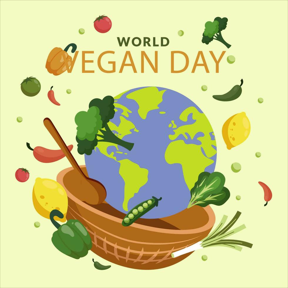 vector flat illustration for world vegan day celebration