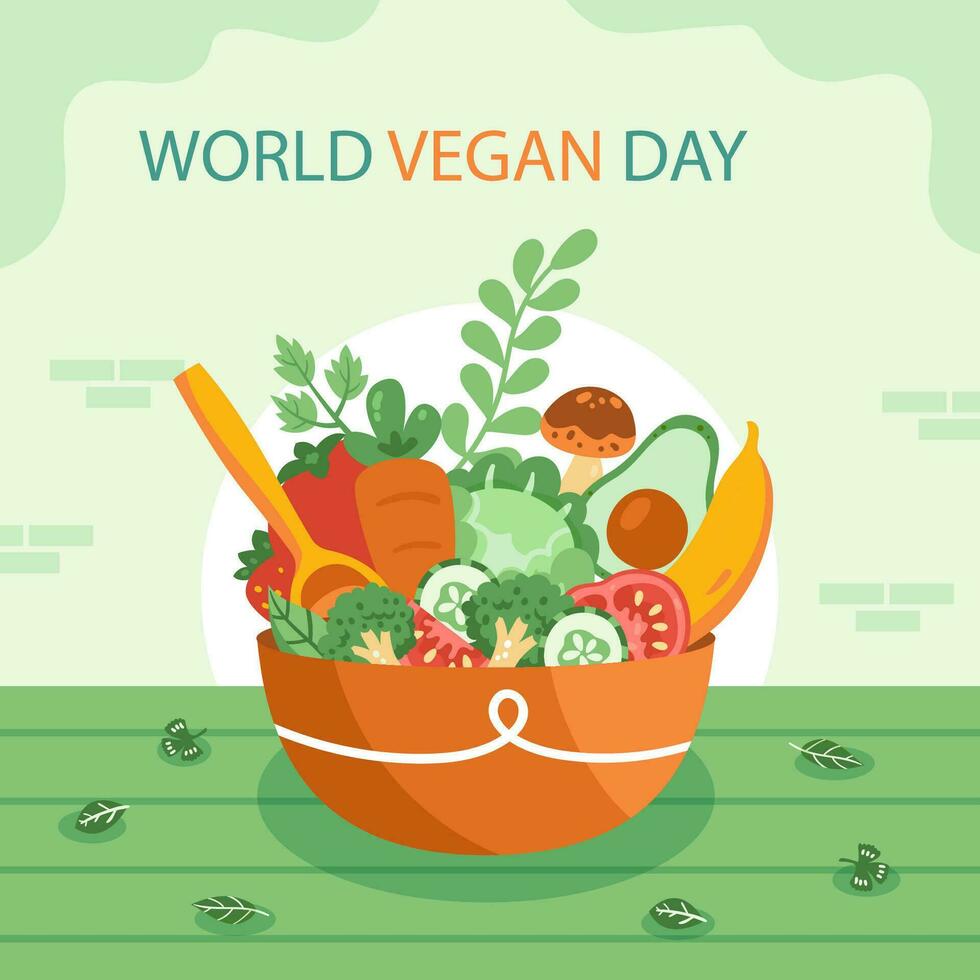 vector flat illustration for world vegan day celebration