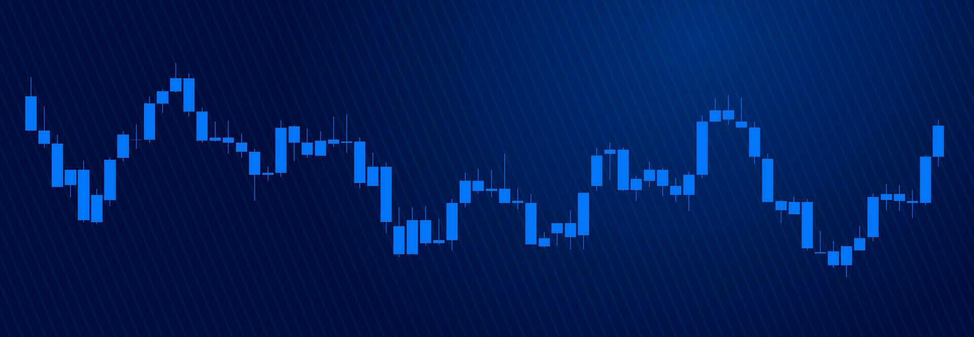 Trading of stock Chart blue technology Background template. trade Chart of forex, cryptocurrency, stock market and Binary option with Candles and indicators. Exchange buy sell in financial market. vector