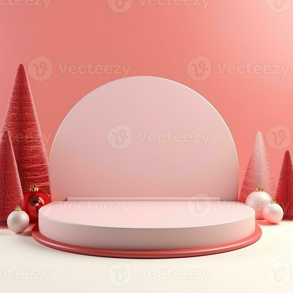 Winter Christmas background stage for product display. Generative AI photo