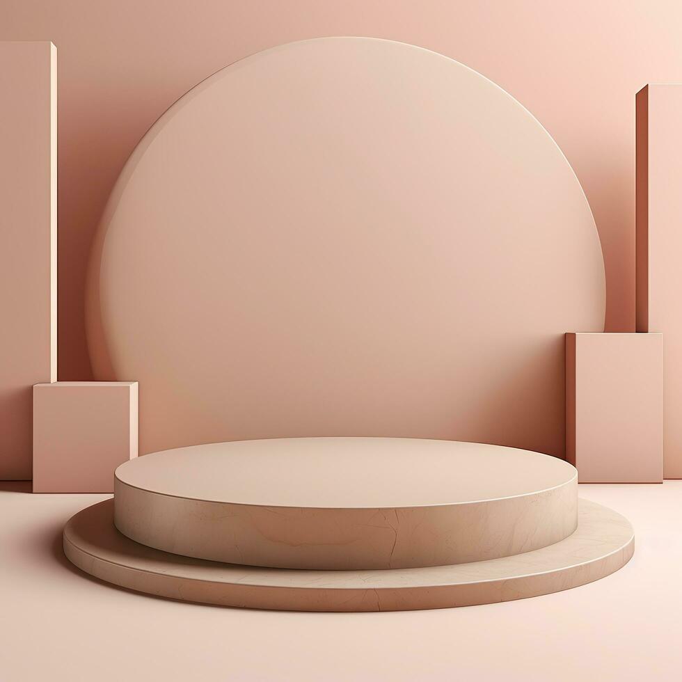 Empty minimalistic podium, stage, stand, pedestal for goods. Generative AI photo