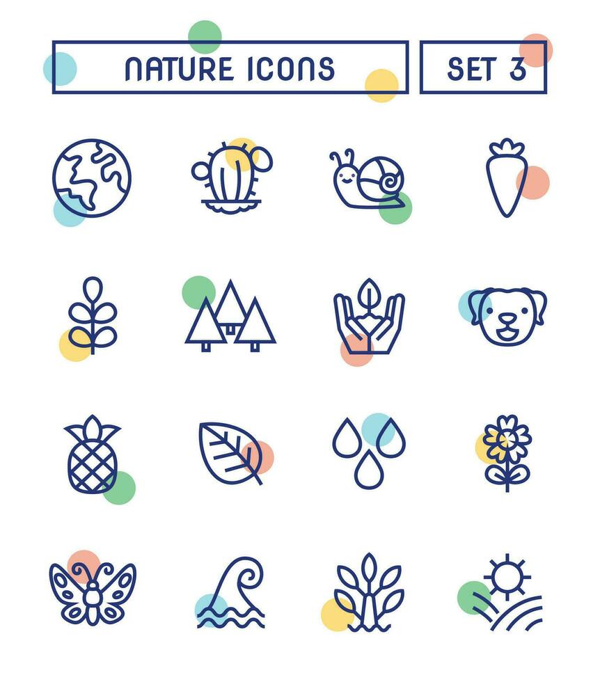 conjunto de naturaleza y ambiente íconos vector