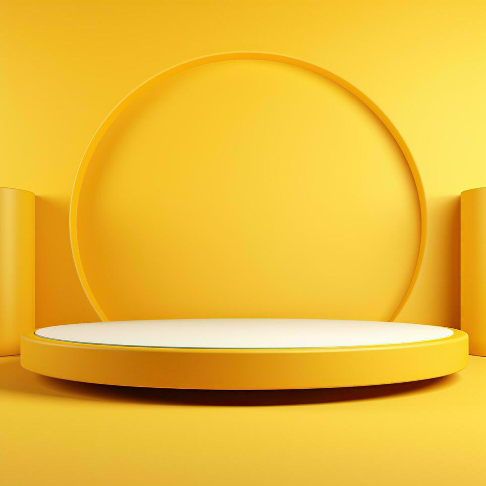 Empty minimalistic podium, stage, stand, pedestal for goods. Generative AI photo