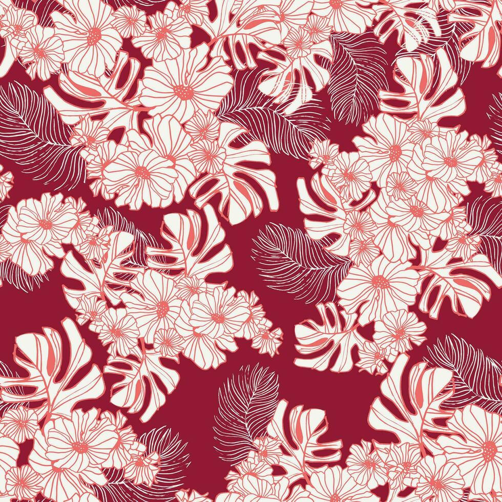 Seamless floral and abstract pattern vector