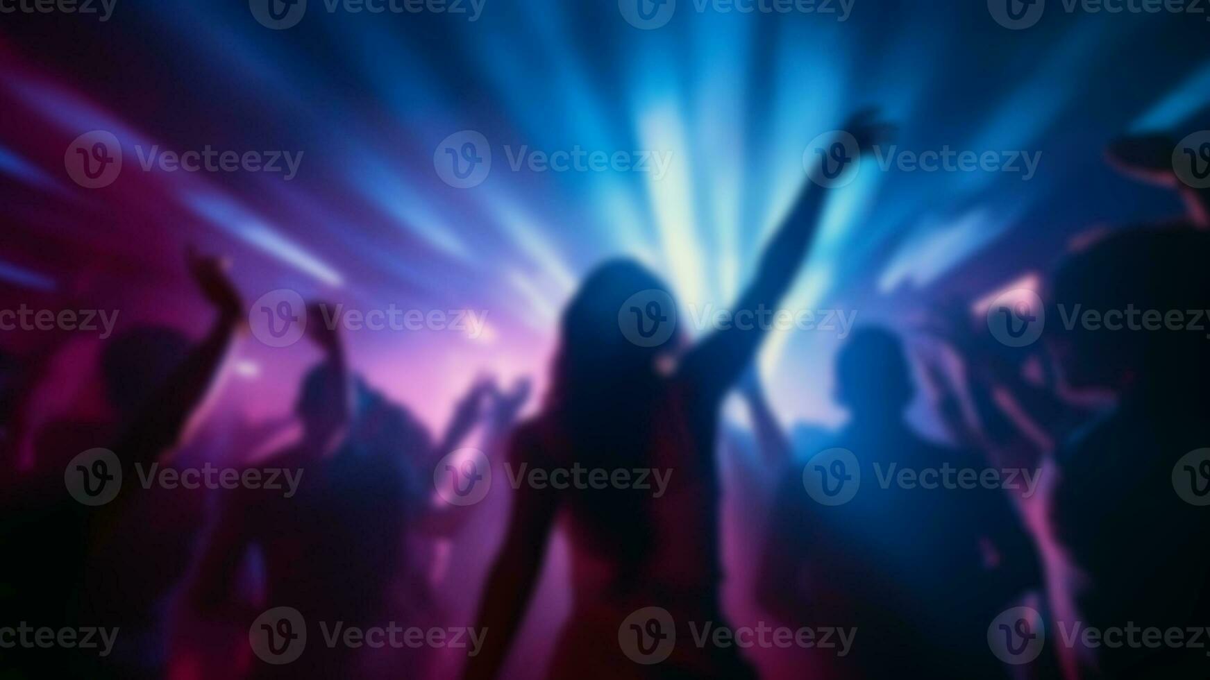 blur crowd dancing in nightclub. festive celebration background. generative AI photo