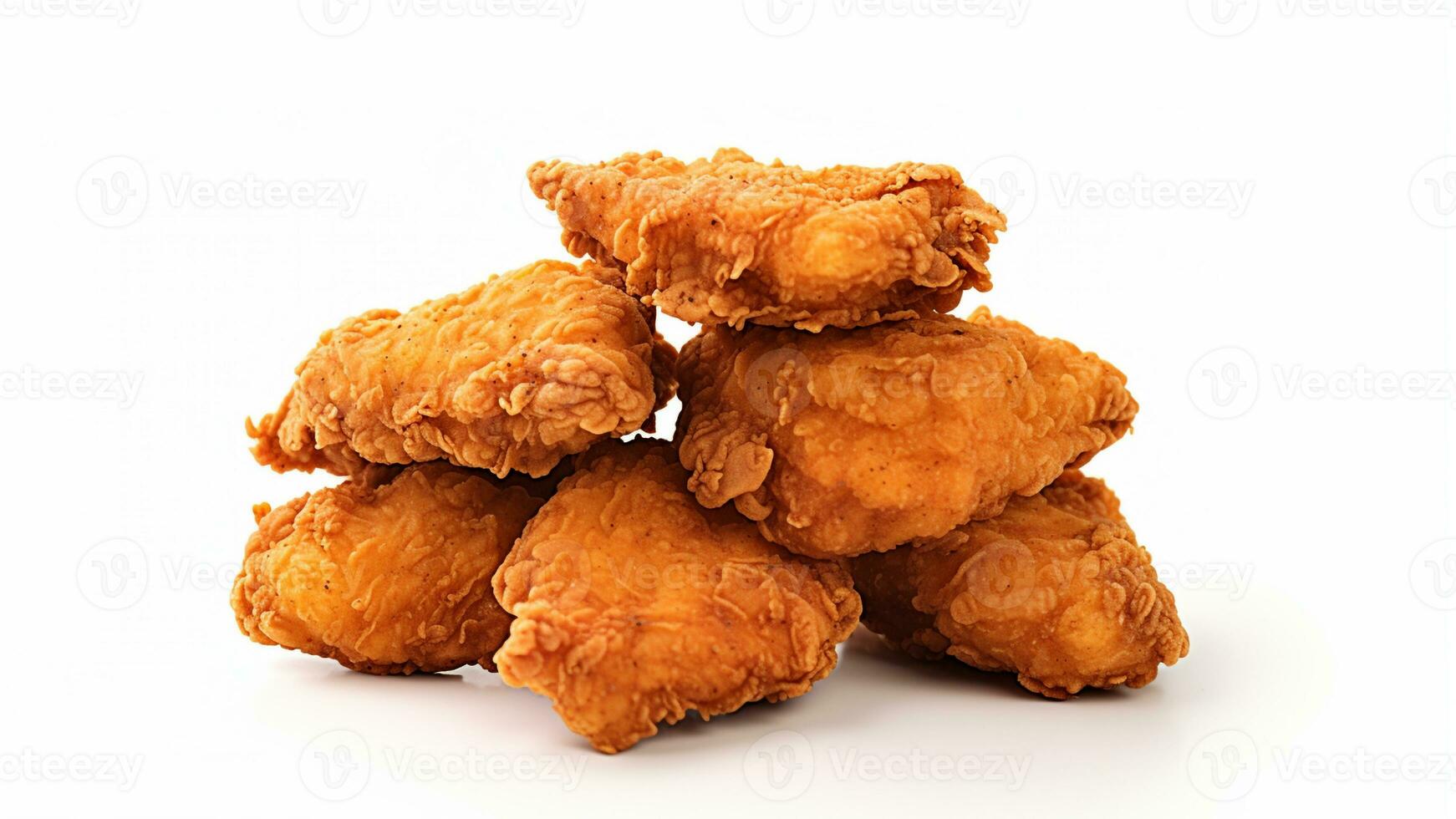 fried chicken isolated on white background. tasty crispy food. generative AI photo