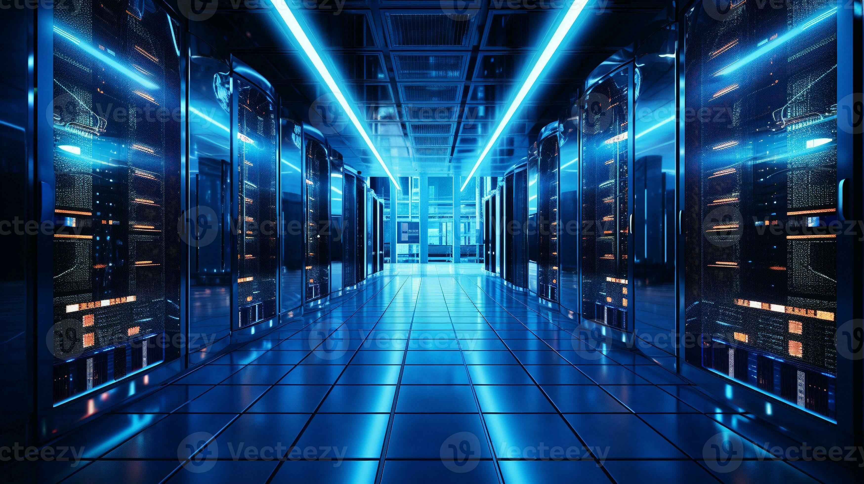 database server. super computer stores big data digital information. Hi ...