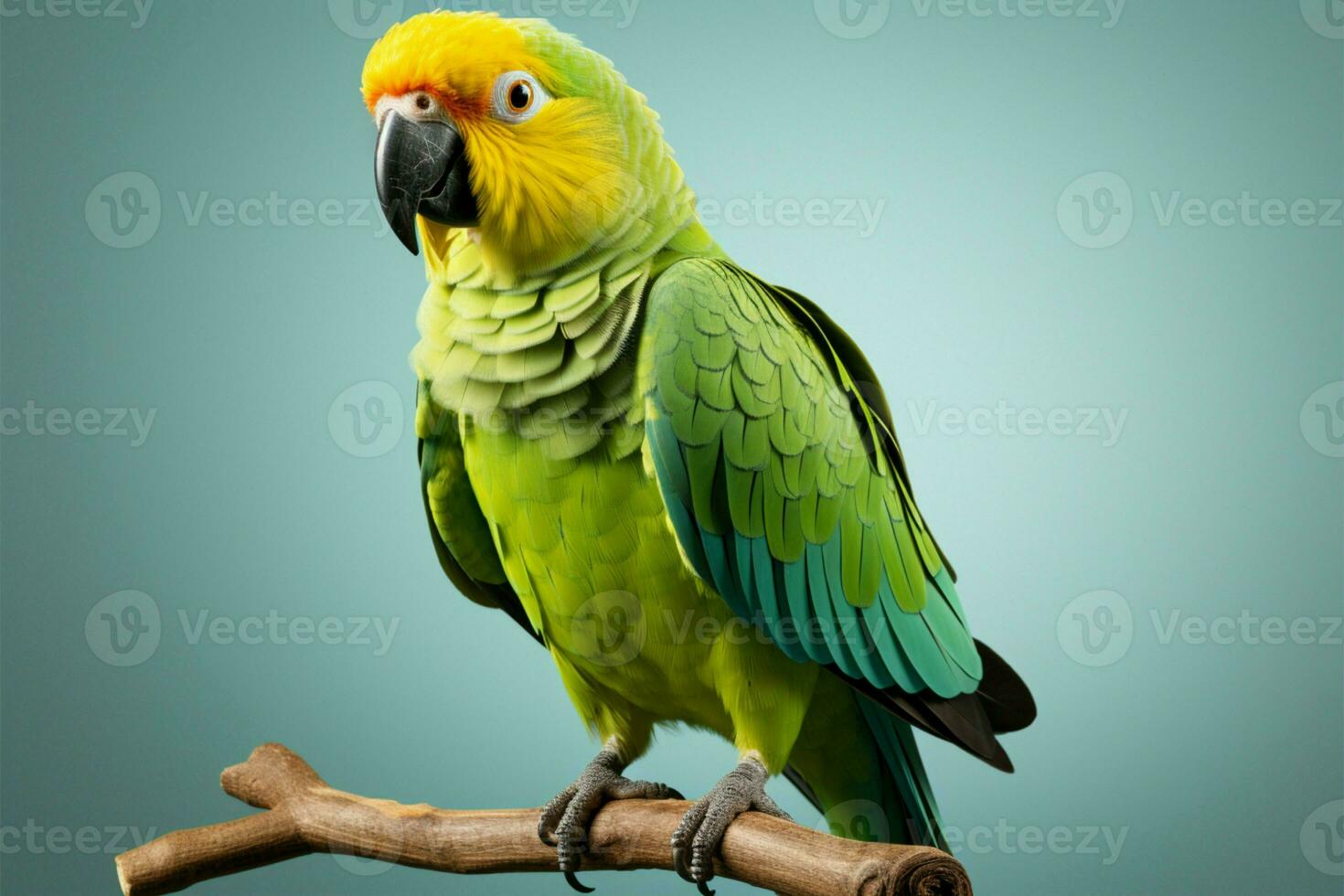 Newtons parakeet parrot, resplendent in vibrant green, stands out beautifully AI Generated photo