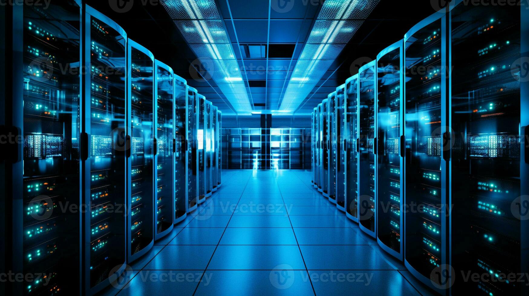 super computer server room for big data hi tech technology background photo