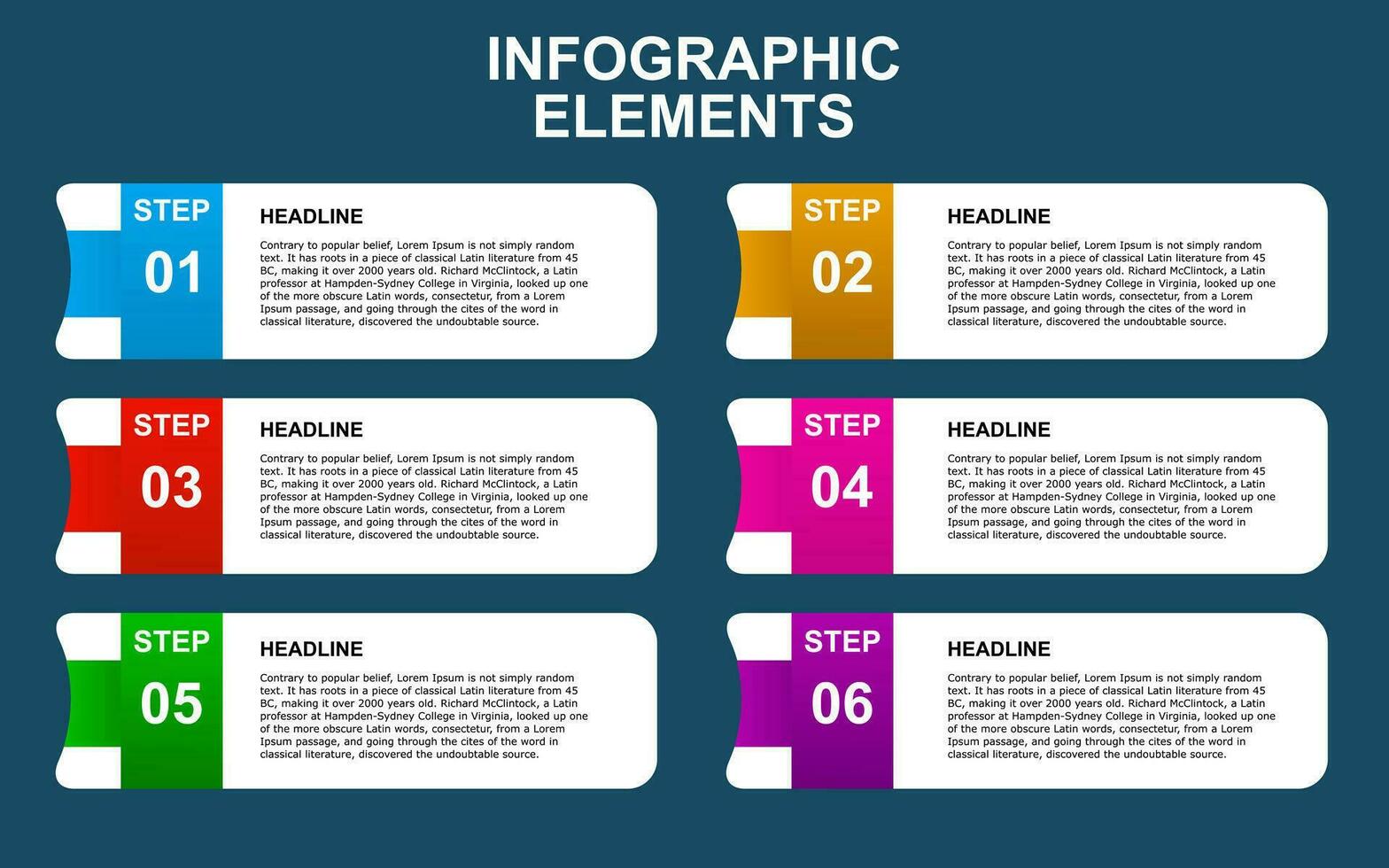 infographic template design with 6 steps. infographic design for presentations, banners, infographs and posters vector