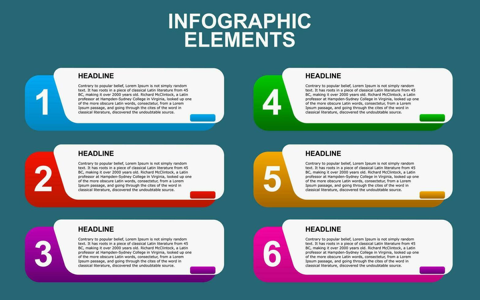 infographic template design with 6 steps. infographic design for presentations, banners, infographs and posters vector