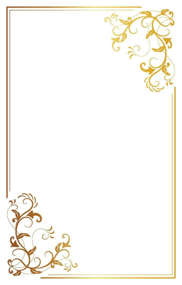 vintage border Golden abstract flowers, thin lines, for wedding cards, invitations. vector
