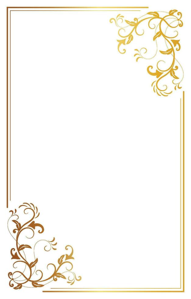 vintage border Golden abstract flowers, thin lines, for wedding cards, invitations. vector