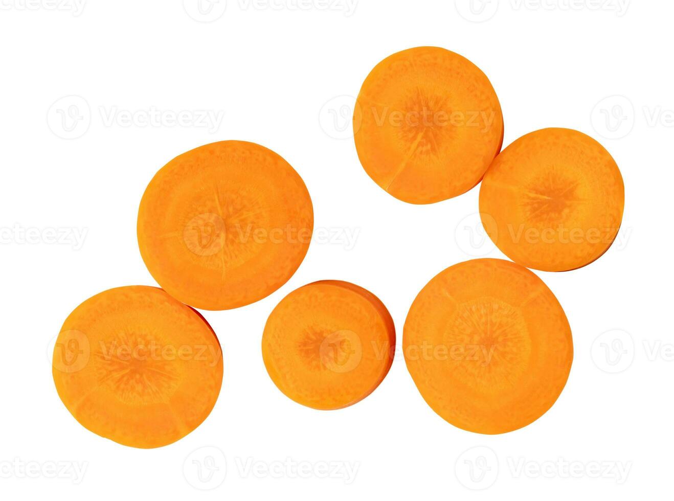 Beautiful orange  carrot slices isolated on white background with clipping path photo